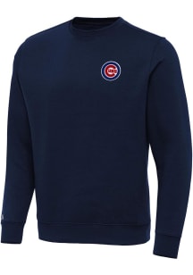 Antigua Chicago Cubs Mens Navy Blue Victory Big and Tall Crew Sweatshirt