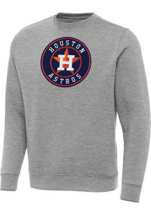 Antigua Houston Astros Mens Grey Full Front Victory Big and Tall Crew Sweatshirt