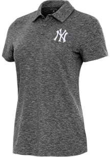 Antigua New York Yankees Womens Black Matter Short Sleeve Polo Shirt