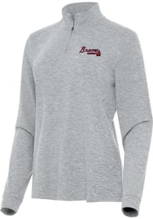Antigua Atlanta Braves Womens Grey Mentor Qtr Zip Pullover