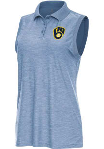 Antigua Milwaukee Brewers Womens Blue Recap Polo Shirt
