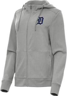 Antigua Detroit Tigers Womens Grey Seeker Long Sleeve Full Zip Jacket