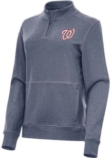 Antigua Washington Nationals Womens Navy Blue Crush Qtr Zip