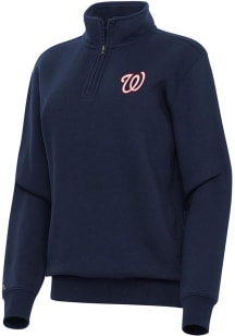 Antigua Washington Nationals Womens Navy Blue Victory Qtr Zip