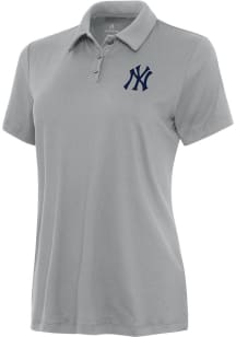 Antigua New York Yankees Womens Grey Reprocess Recycled Short Sleeve Polo Shirt
