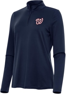 Antigua Washington Nationals Womens Navy Blue Reprocess Recycled Qtr Zip