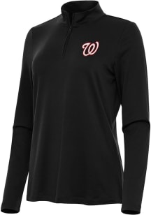 Antigua Washington Nationals Womens Black Reprocess Recycled Qtr Zip