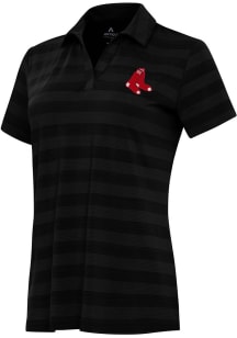 Antigua Boston Red Sox Womens Black Tunnel Short Sleeve Polo Shirt