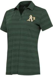 Antigua Oakland Athletics Womens Green Tunnel Short Sleeve Polo Shirt