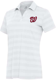 Antigua Washington Nationals Womens White Tunnel Short Sleeve Polo Shirt