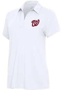 Antigua Washington Nationals Womens White Era Short Sleeve Polo Shirt