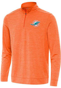 Antigua Miami Dolphins Mens Orange Bright Long Sleeve Qtr Zip Pullover