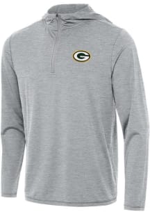 Antigua Green Bay Packers Mens Grey Tidy Long Sleeve Qtr Zip Pullover