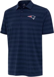 Antigua New England Patriots Mens Navy Blue Tunnel Short Sleeve Polo