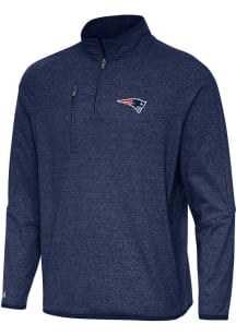 Antigua New England Patriots Mens Navy Blue Certain Long Sleeve Qtr Zip Pullover