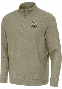 Antigua Minnesota Vikings Mens Olive Subtle Long Sleeve Qtr Zip Pullover