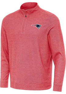 Antigua New England Patriots Mens Red Subtle Long Sleeve Qtr Zip Pullover