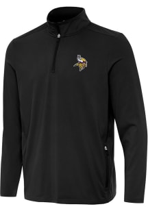 Antigua Minnesota Vikings Mens Black Perilous Long Sleeve Qtr Zip Pullover
