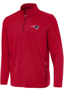 Antigua New England Patriots Mens Red Perilous Long Sleeve Qtr Zip Pullover