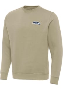 Antigua Seattle Seahawks Mens Khaki Victory Long Sleeve Crew Sweatshirt