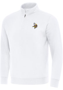 Antigua Minnesota Vikings Mens White Victory Long Sleeve Qtr Zip Pullover