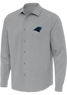 Antigua Carolina Panthers Mens Grey Exposure Long Sleeve Dress Shirt