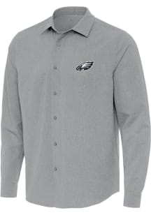 Antigua Philadelphia Eagles Mens Grey Exposure Long Sleeve Dress Shirt
