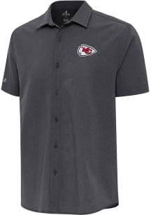 Antigua Kansas City Chiefs Mens Black Activate Short Sleeve Dress Shirt