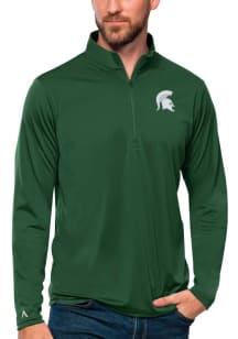 Antigua Michigan State Spartans Mens Green Tribute Long Sleeve Qtr Zip Pullover