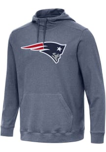 Antigua New England Patriots Mens Navy Blue Full Front Cloud Long Sleeve Hoodie