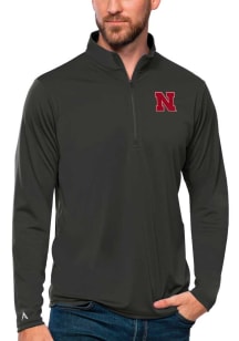 Antigua Nebraska Cornhuskers Mens Grey Tribute Long Sleeve Qtr Zip Pullover