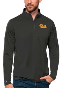 Antigua Pitt Panthers Mens Grey Tribute Long Sleeve Qtr Zip Pullover