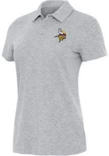 Antigua Minnesota Vikings Womens Grey Matter Short Sleeve Polo Shirt