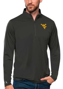 Antigua West Virginia Mountaineers Mens Grey Tribute Long Sleeve Qtr Zip Pullover
