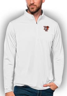 Antigua Bowling Green Falcons Mens White Tribute Long Sleeve Qtr Zip Pullover