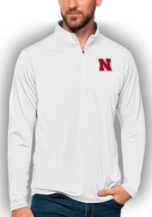 Antigua Nebraska Cornhuskers Mens White Tribute Long Sleeve Qtr Zip Pullover