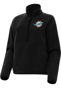 Antigua Miami Dolphins Womens Black Figure Qtr Zip