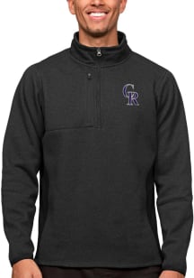 Antigua Colorado Rockies Mens Black Course Long Sleeve Qtr Zip Pullover