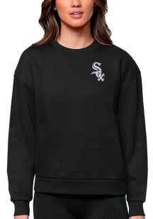 Antigua Chicago White Sox Womens Black Victory Crew Sweatshirt