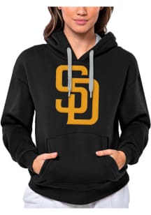 Antigua San Diego Padres Womens Black Full Front Victory Hooded Sweatshirt