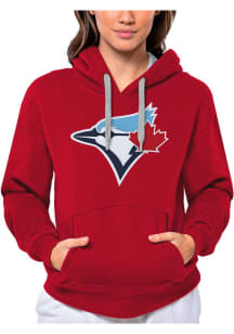 Antigua Toronto Blue Jays Womens Red Full Front Victory Hooded Sweatshirt