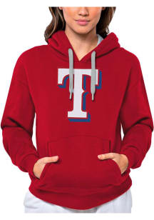 Antigua Texas Rangers Womens Red Full Front Victory Hooded Sweatshirt
