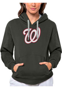 Antigua Washington Nationals Womens Charcoal Full Front Victory Hooded Sweatshirt
