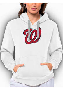 Antigua Washington Nationals Womens White Full Front Victory Hooded Sweatshirt