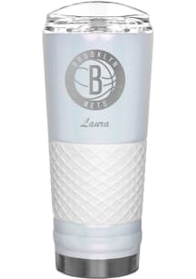 Brooklyn Nets Personalized 24 oz Opal Stainless Steel Tumbler - White