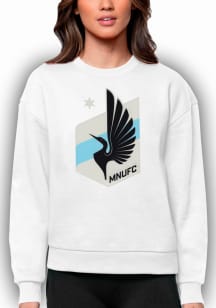 Antigua Minnesota United FC Womens White Full Front Victory Crew Sweatshirt