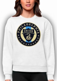 Antigua Philadelphia Union Womens White Full Front Victory Crew Sweatshirt