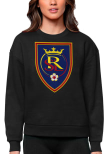 Antigua Real Salt Lake Womens Black Full Front Victory Crew Sweatshirt