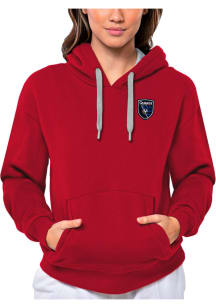 Antigua San Jose Earthquakes Womens Red Victory Hooded Sweatshirt