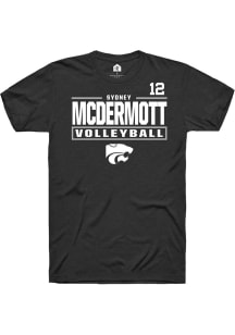 Sydney McDermott K-State Wildcats Black NIL Stacked Box Short Sleeve Player T Shirt